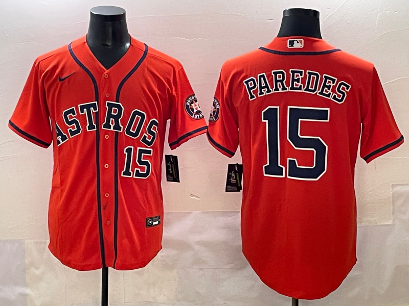 Men Houston Astros #15 Paredes Orange 2025 MLB nike jersey style 2